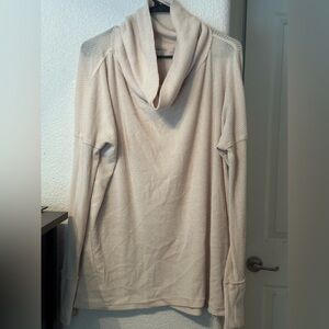 Free People Cream Turtleneck Light Sweater with cute/classy slit in the back
